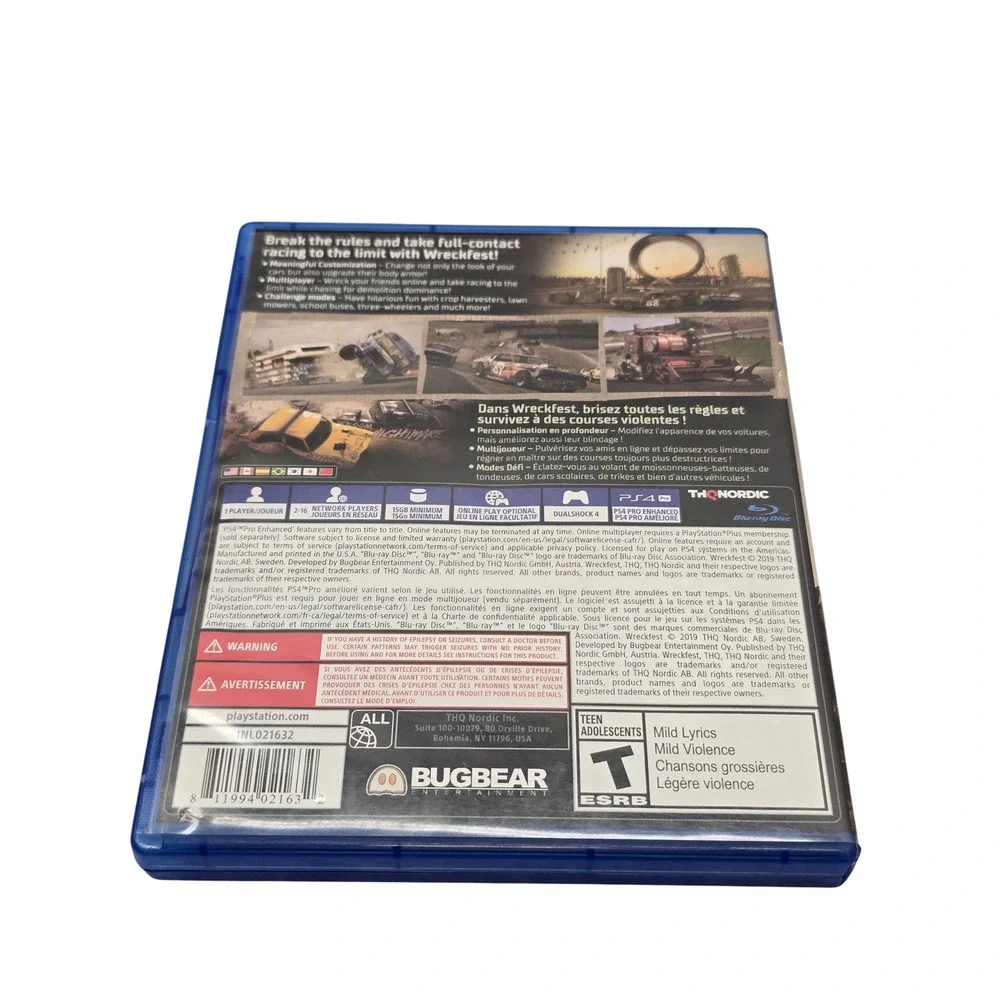 THQ Nordic Wreckfest PS4 Demolition Derby Racing Game Blue Case PlayStation 4